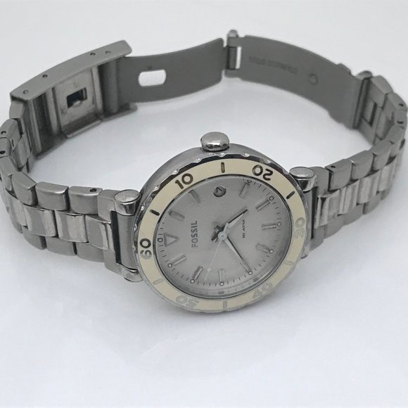 Fossil Women Watch Silver White Tone Date Calenda - Picture 12 of 12